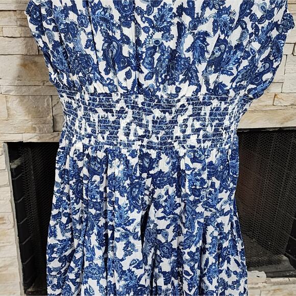 Chelsea & Theodore Paisley Peasant Maxi Sundress Smocked Waist Plus size 2X new - Picture 5 of 12